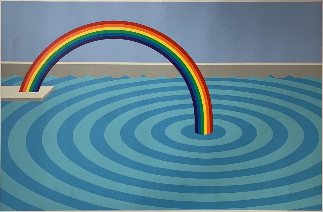 Patrick Hughes: Splash of Colour: Artist: Patrick Hughes Title: Splash of Colour Medium: Serigraph Dimensions: 42 x 30.75 in. Description: 1982, Edition of 200, Signed, titled, and numbered in pencil Reserve: $1,800.00 Shipping: