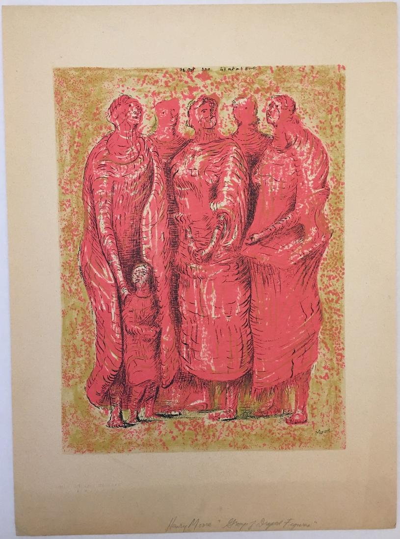 Henry Moore: Group of Draped Figures: Artist: Henry Moore Title: Group of Draped Figures Medium: Dimensions: 16 1?2 x 12 1?2 in. — Image 23 x 16 3?4 in. — Sheet Description: 1938 Published by Arthur Rothmann Fine Arts, Inc., NYC Signe
