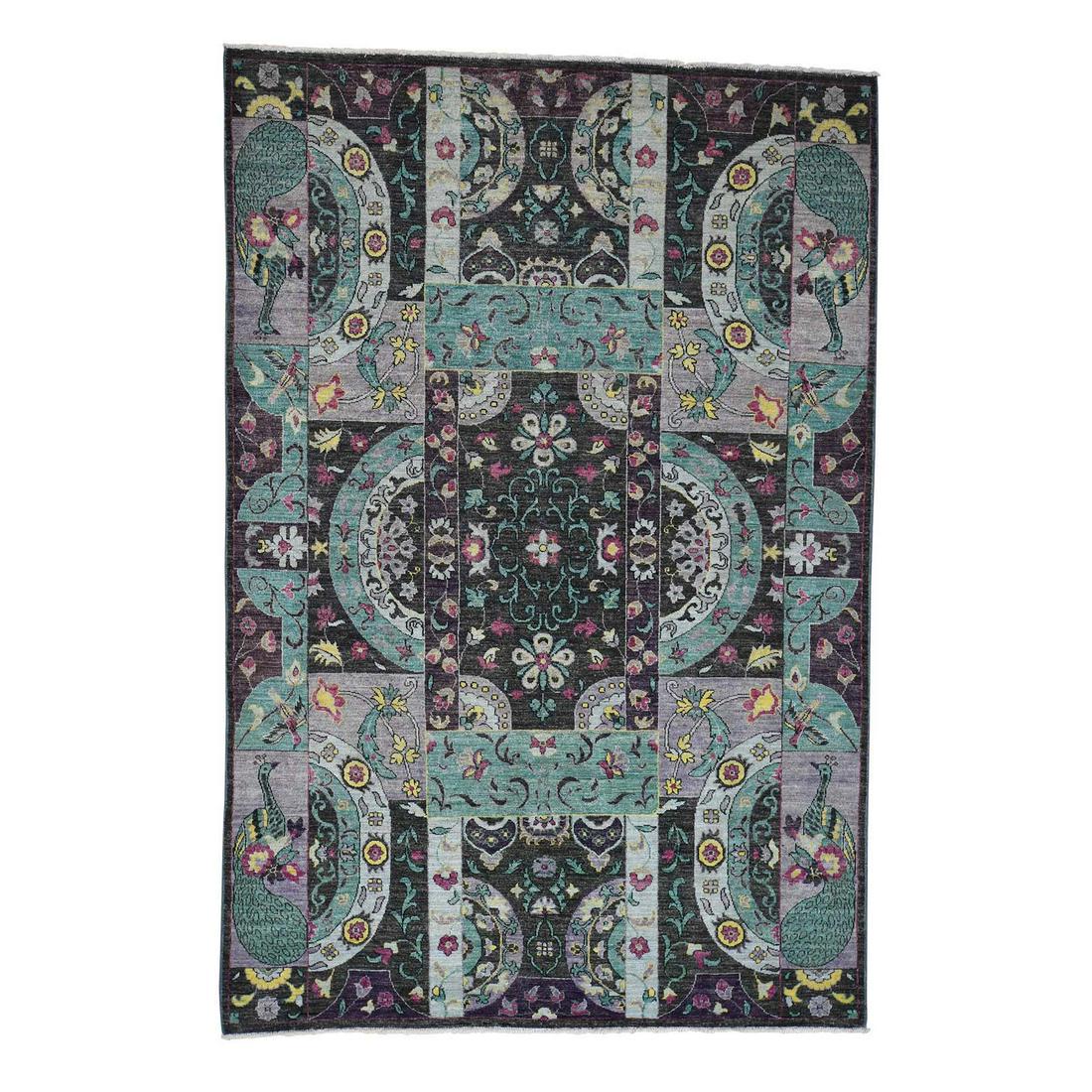 Colorful Peshawar Googosh Collection Pure Wool: Title: Colorful Peshawar Googosh Collection Pure Wool Hand-Knotted Rug Description: This is a truly genuine one-of-a-kind Colorful Peshawar Googosh Collection Pure Wool Hand-Knotted Oriental Rug. It h