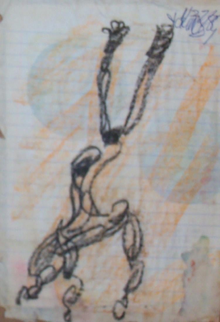 Outsider Artist Purvis Young Untitled: Title: Untitled Artist/Maker:Young, Purvis, 1943-2010 Dimension: 7 x 10 in. Material: Mm on lined paper Shipping: Domestic: Flat-rate of $20.00 to anywhere within the contiguous U.S. International: Fo