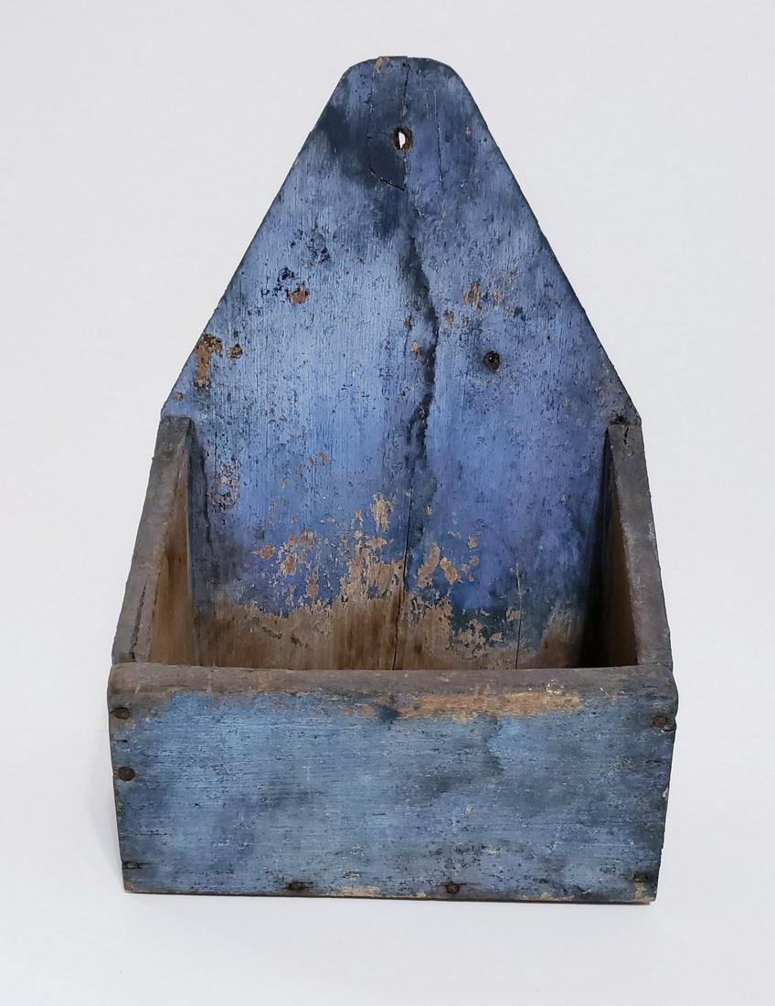 Early Primitive Wall Box in Original Blue Paint (1 of 7)