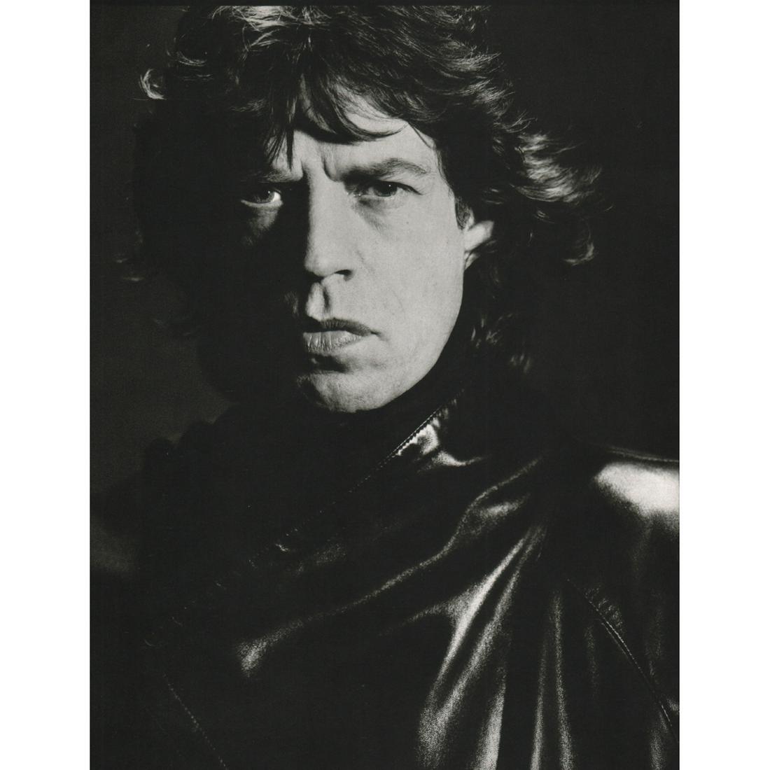 DAVID BAILEY - Mick Jagger: Artist: DAVID BAILEY Print Title: Mick Jagger Medium: Sheet-Fed Gravure Printing Date: 1980's Printed in Spain Image Size: 10 x 8 inches David Royston Bailey (b. 1938) is an English fashion and portra