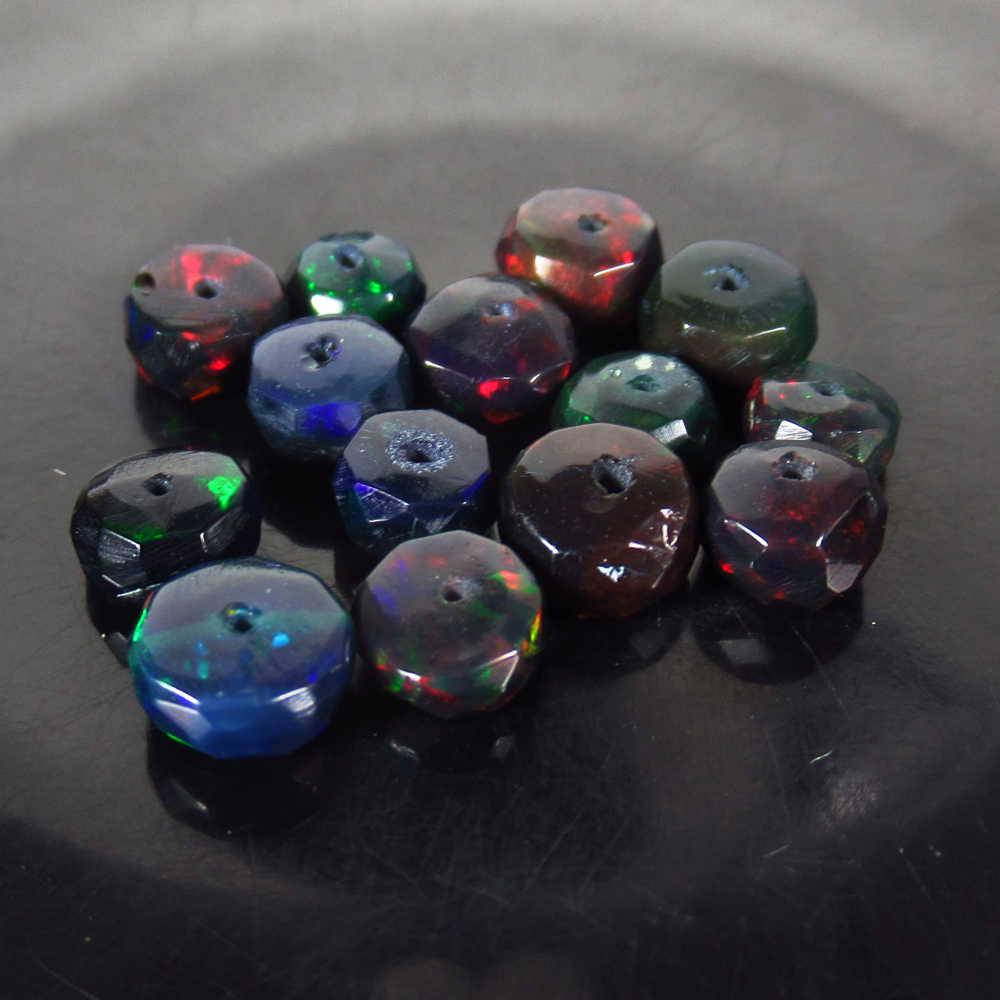 6.69 Ct Genuine 14 Drilled Faceted Fire Black Opal (1 of 2)