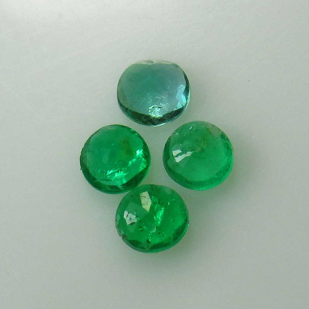 0.61 Ct Genuine 4 Zambian Emerald Round Set (1 of 3)