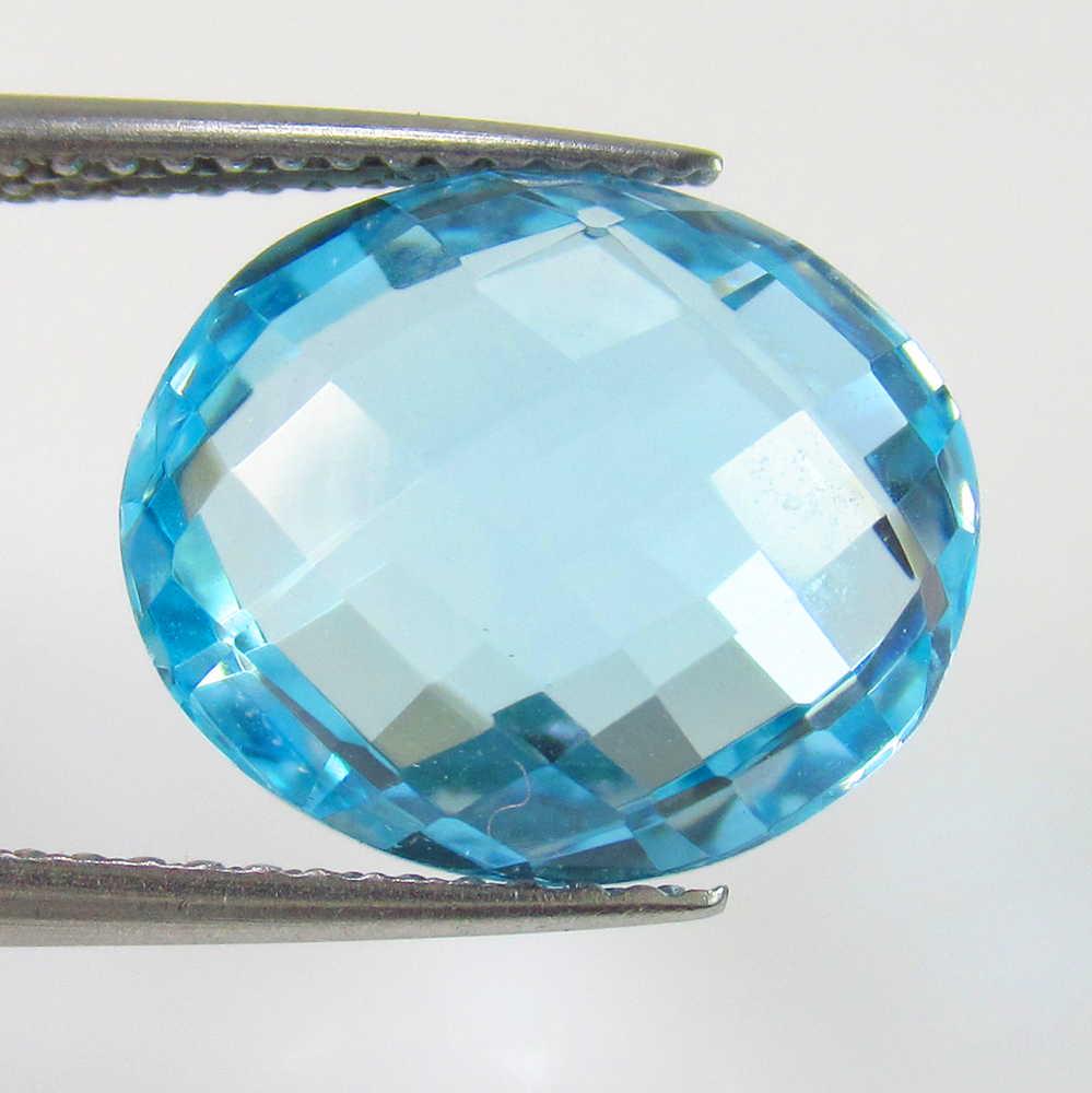 10.32 Ct Genuine Blue Topaz Oval Checkerboard Cut (1 of 2)