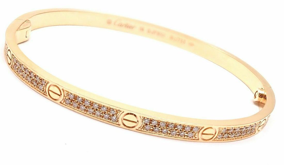 Authentic! Cartier 18k Rose Gold Love Pave Diamond (1 of 8)