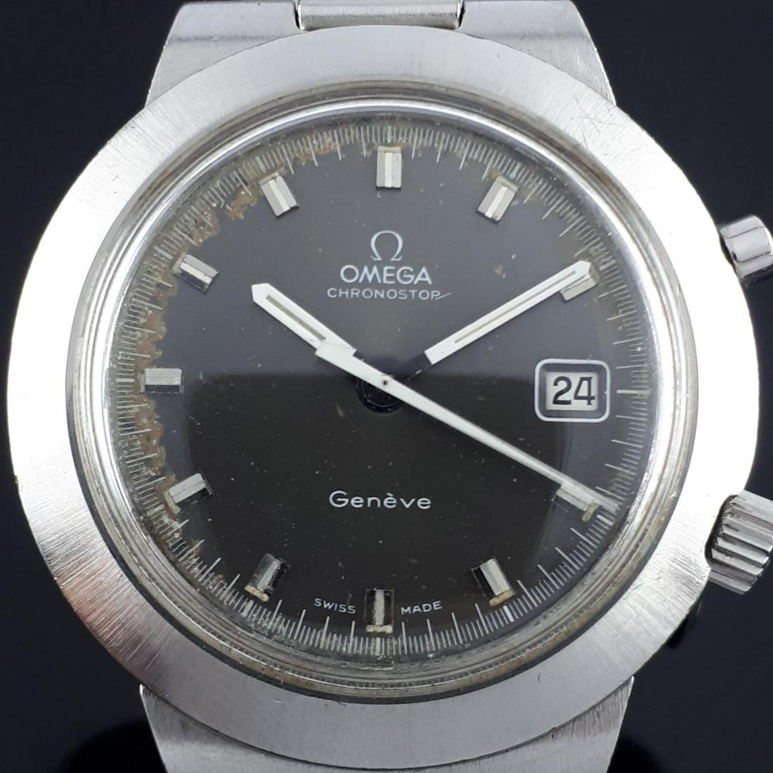 Omega - Vintage Chronostop - Men - 1970-1979: Brand: Omega Model: Vintage Chronostop Gender: Men Period: 1970-1979 Movement: Manual winding Case material: Steel Extras: Universal Watch Box Type: Chronograph wristwatch Bracelet: Original, Steel Ca