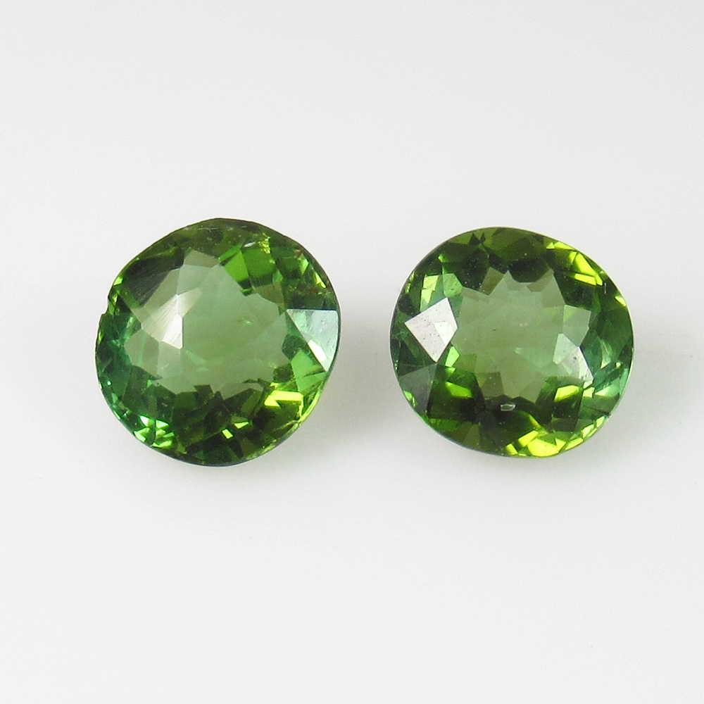 2.42 Ct Genuine Deep Green Tourmaline Round Pair (1 of 2)