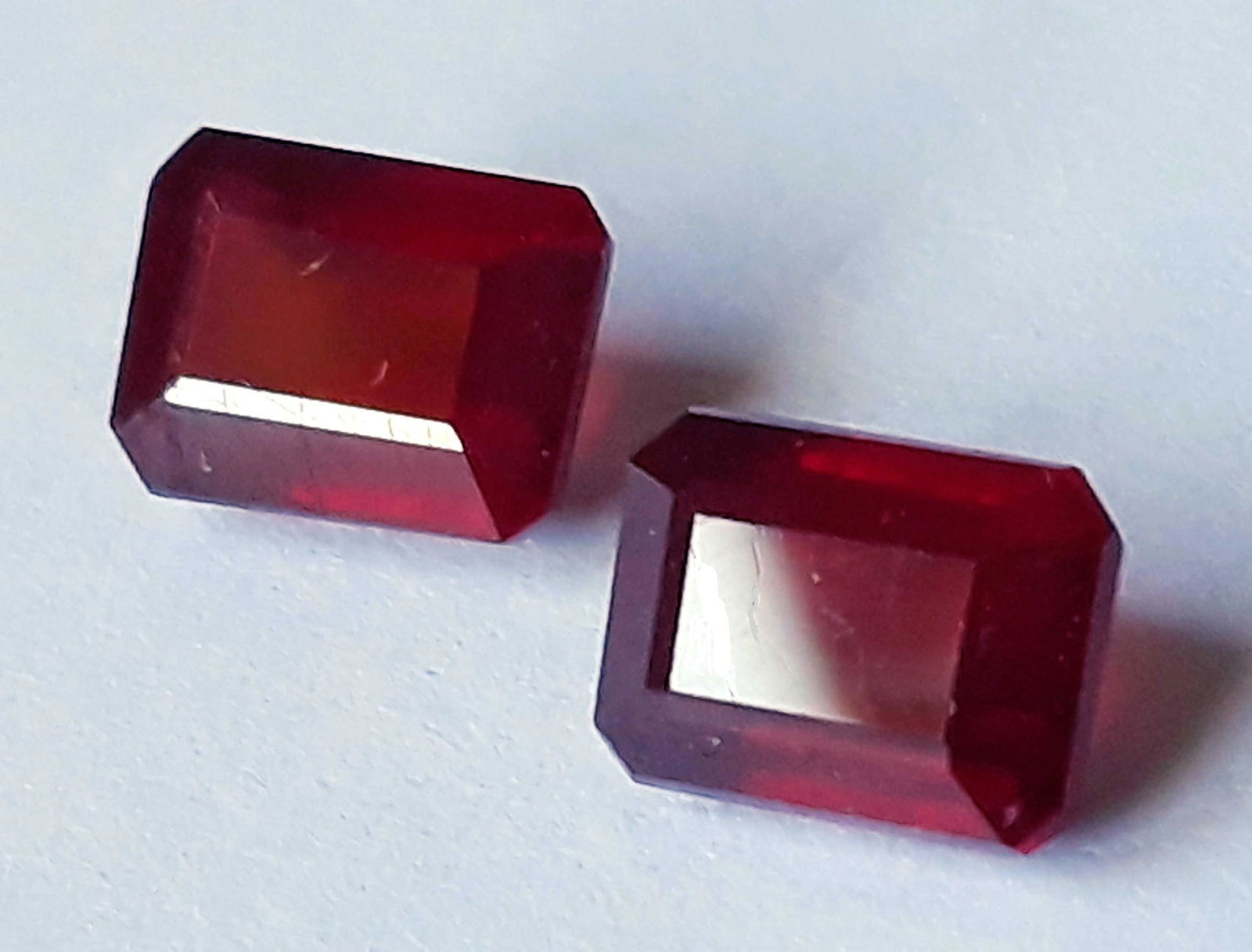 5,22 cts Natural Pair Octagon Blood Red Ruby (1 of 3)