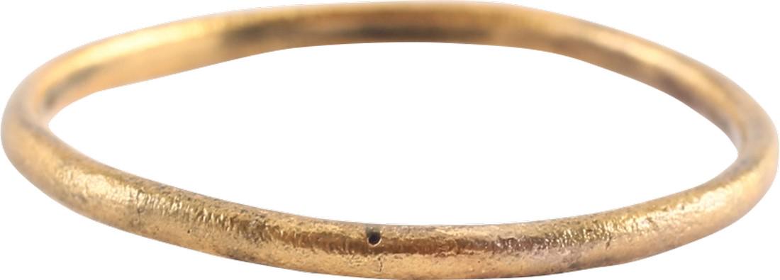VIKING MAN’S WEDDING RING, 866-1067 AD. SIZE 10 1/2.: Narrow band, 1.6mm, band with rounded face. It is thought that Viking warriors wore narrow rings to minimize interference with the grip of their weapons. Archaeologically undecided at this point but w