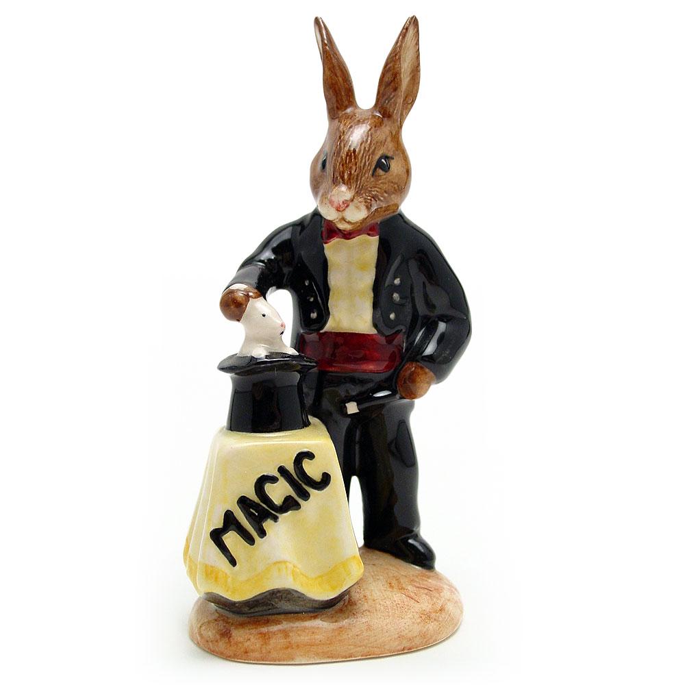 Magician Bunnykins: Description: Designed by Graham Tongue, Modelled by Warren Platt. Issued in 1992 in a limited edition of 1000 Introduced: 1992 Reserve: $15.00 Shipping: Domestic: Flat-rate of $10.00 to anywhere with