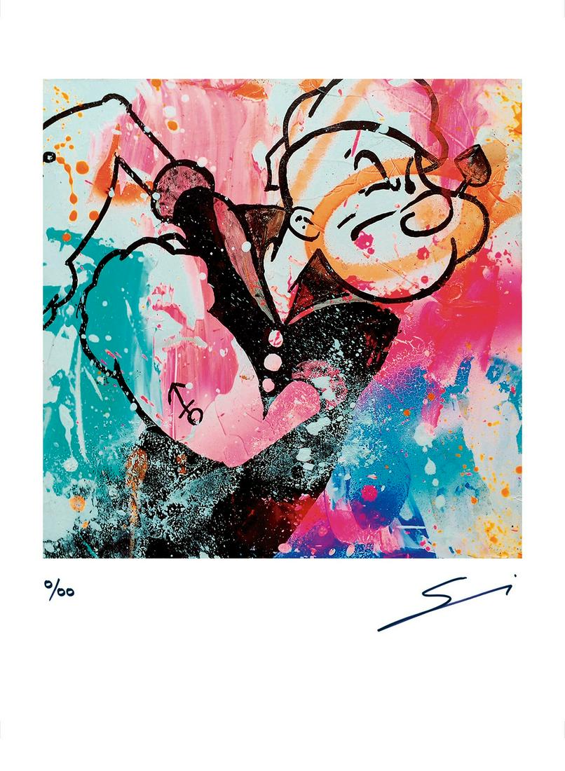 Sergi Mestres: Popeye: Artist: Sergi Mestres Title: Popeye Medium: Giclée on canvas Size/Format: 23.6 x 16.9 inches Additional Information: "Fine art giclée on canvas hand signed by Sergi Mestres, the creator of the origi