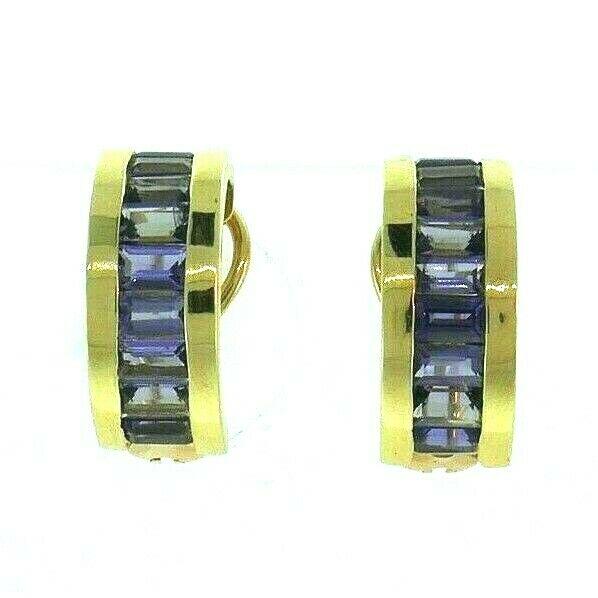 14K Yellow Gold Lavender Sapphire Hoop Earrings (1 of 5)