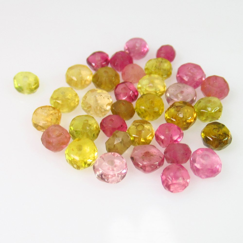 6.43 Ct Genuine 35 Drilled Multi-Color Tourmaline Round (1 of 2)