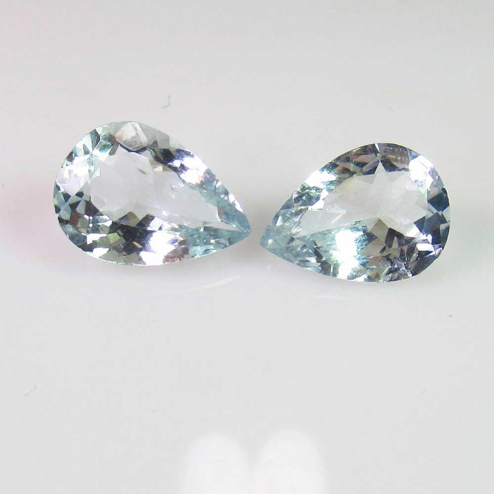 3.81 Ct Genuine Aquamarine Pear Pair (1 of 2)