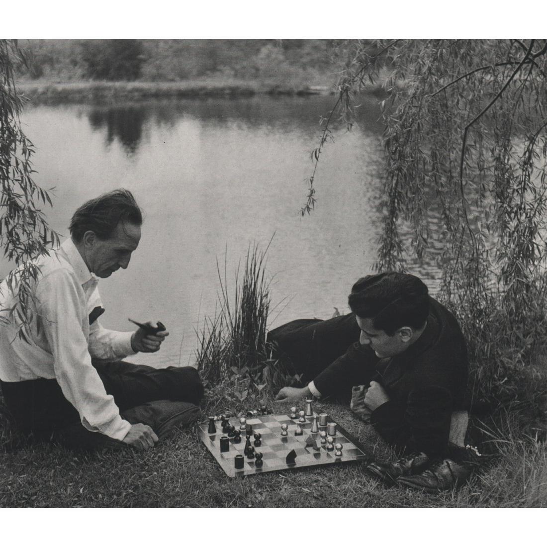 PHILIPPE HALSMAN - Marcel Duchamp & Larry Evans: Artist: PHILIPPE HALSMAN Print Title: Marcel Duchamp & Larry Evans Marcel Duchamp aspired to become the best chess player France ever produced. He competed on four French Olympic teams, but he started