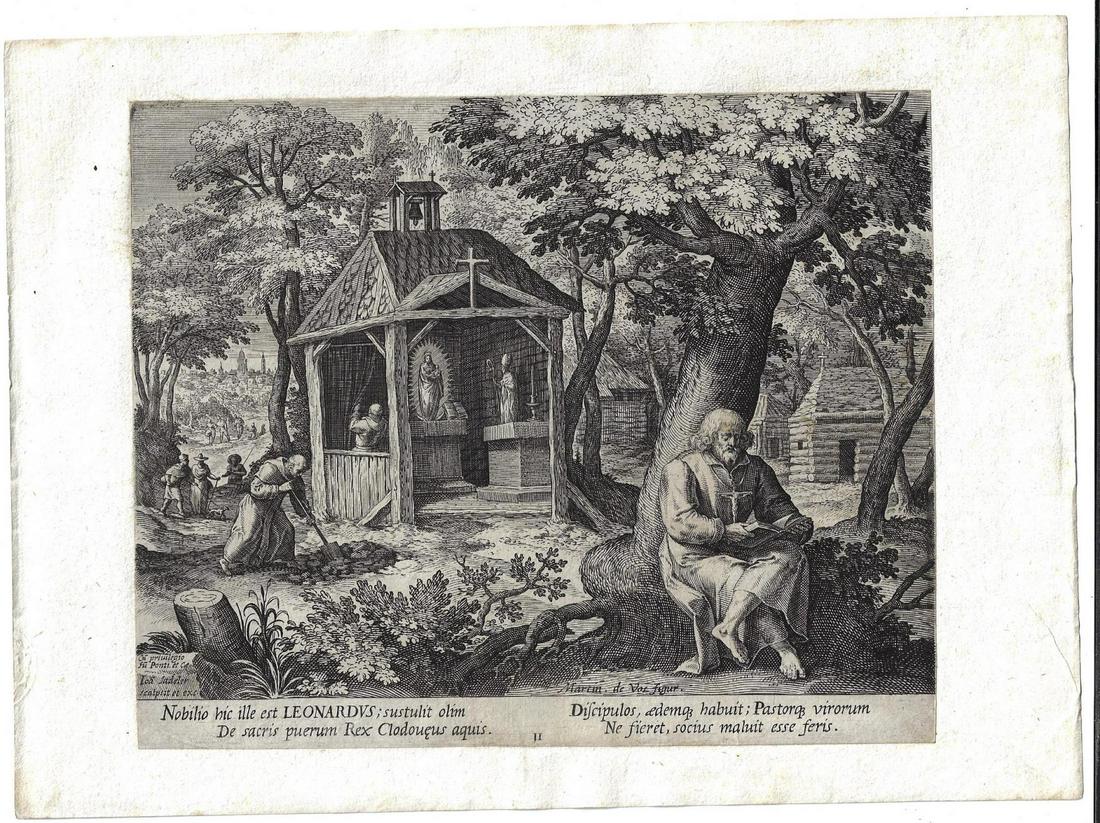1600 Engraving Sadeler De Vos of Leonardus (1 of 1)