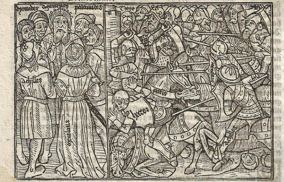 Early 16th C Woodcut Leaf Trojan War (1 of 2)
