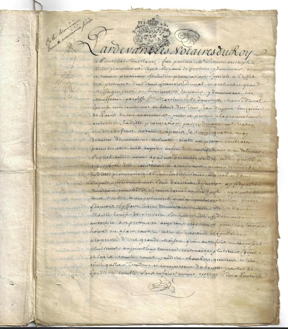 1741 Vellum French Manuscript Notary of King (1 of 2)