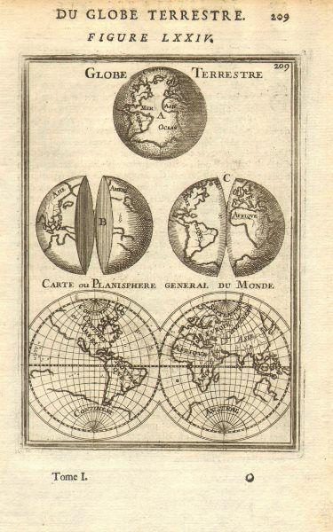 WORLD. Globe Terrestre; Carte ou Planisphere General du (1 of 2)