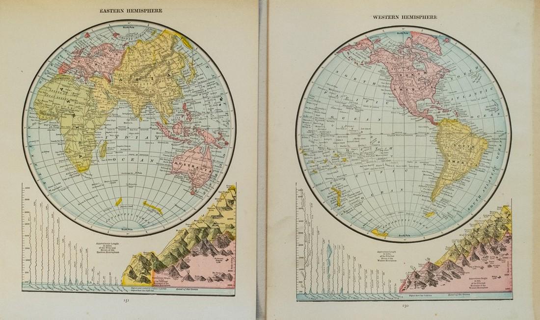 1891 Cram Double Hemisphere World Map -- Eastern (1 of 1)