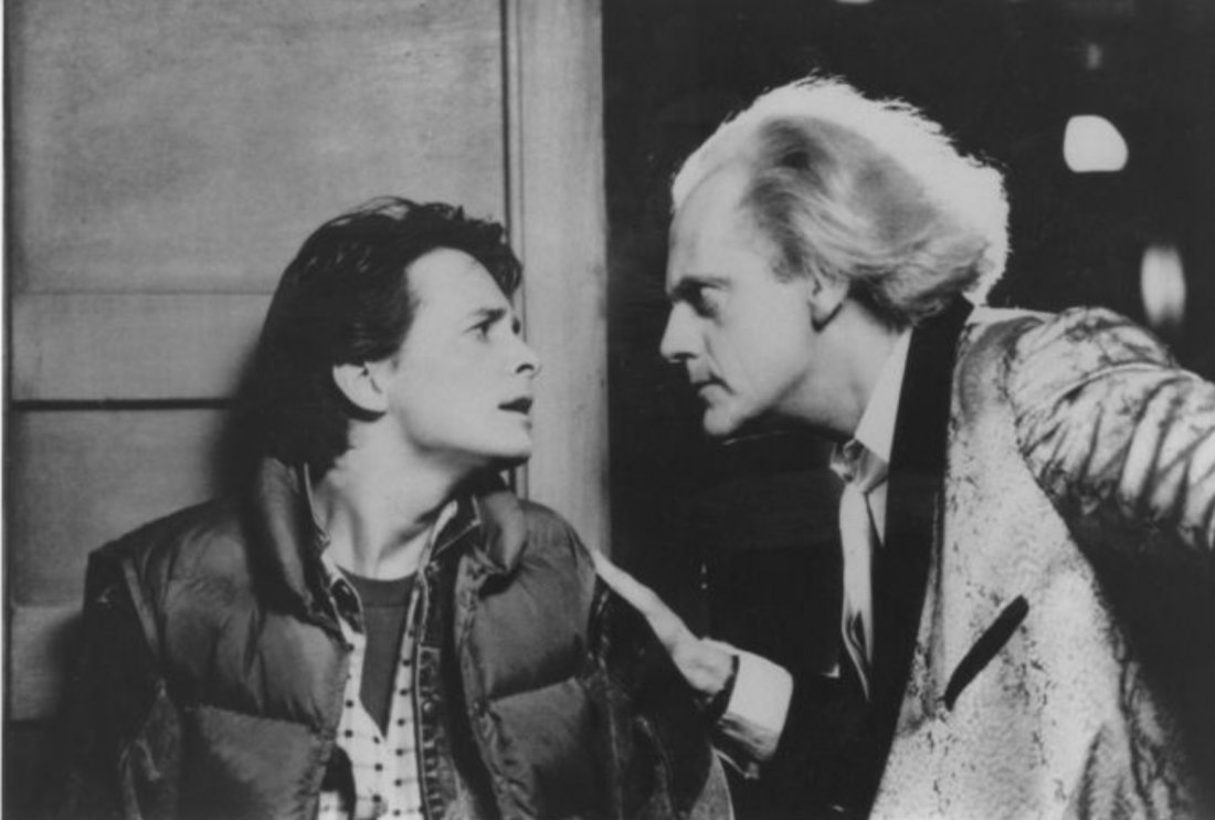 Photo from the set of the film "Back to the Future": Title: Photo from the set of the film "Back to the Future" directed by Robert Lee Zemeckis, 1985 Dimensions: 18 x 12 Description: Distribution festival Venezia Giovani. Print on Agfa (RC) paper. Stere