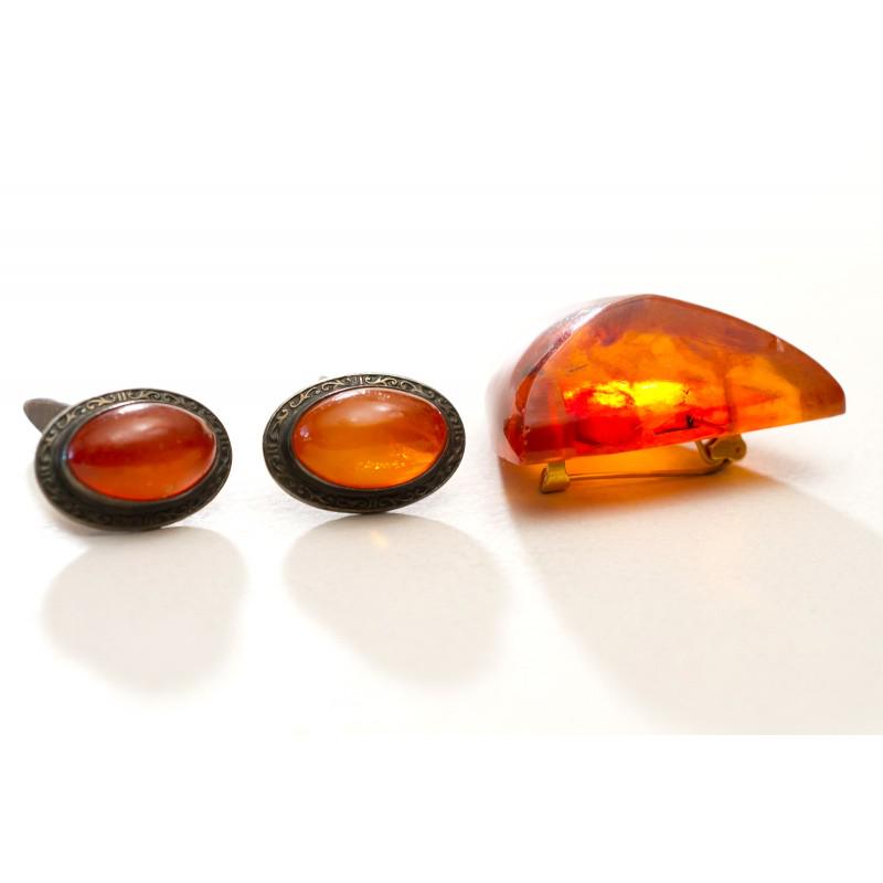Vintage USSR set of natural Baltic amber cufflinks and (1 of 13)