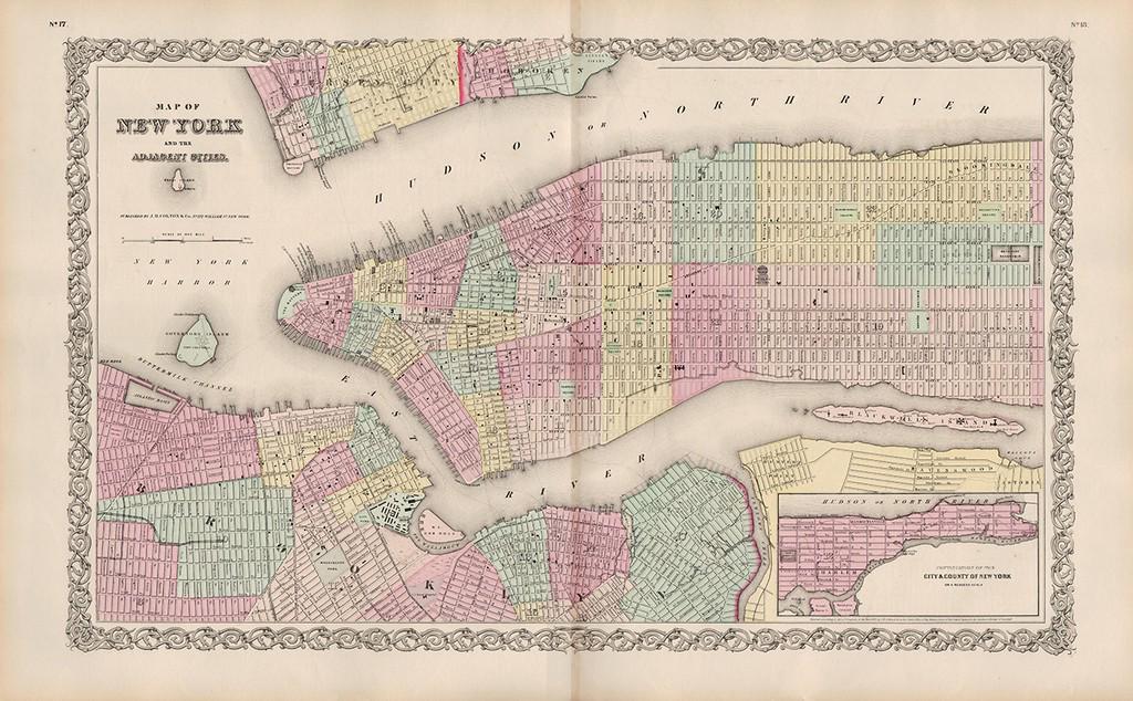 Rare 1st ed/1st state NYC map by Colton (1 of 5)