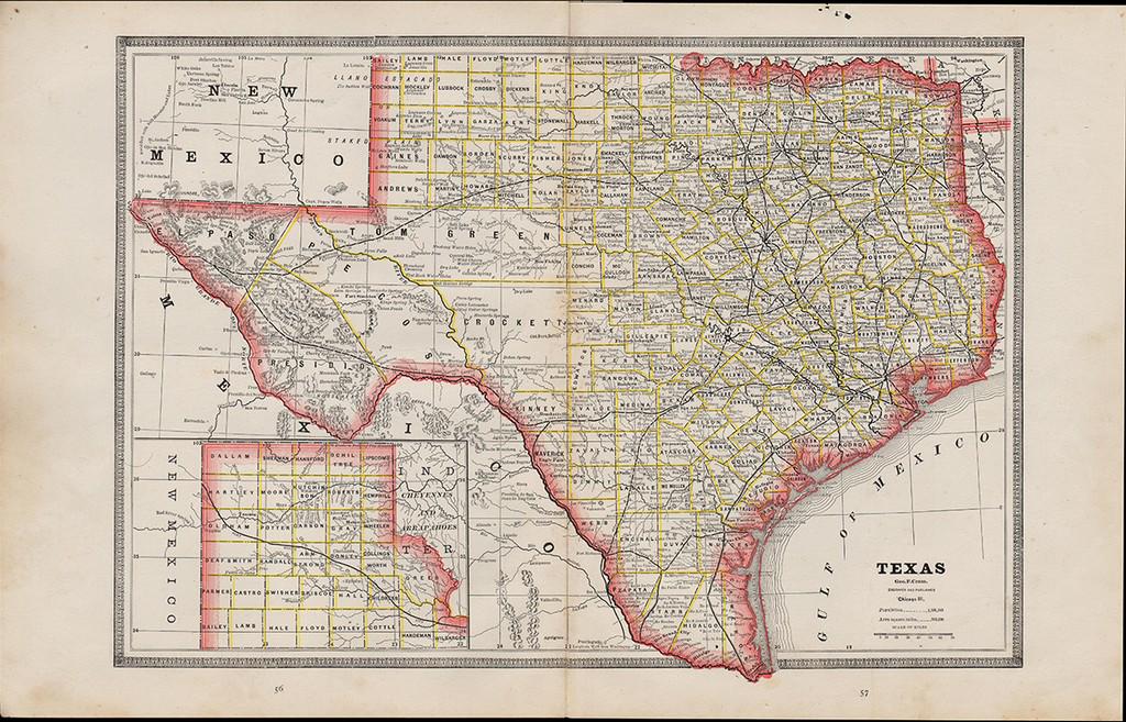 Scarce 1883 map of Texas (1 of 6)