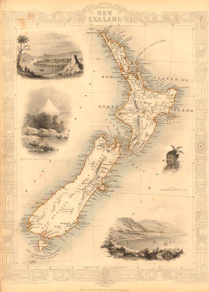 NEW ZEALAND. Shows NZ Company settlements in 1851. (1 of 2)