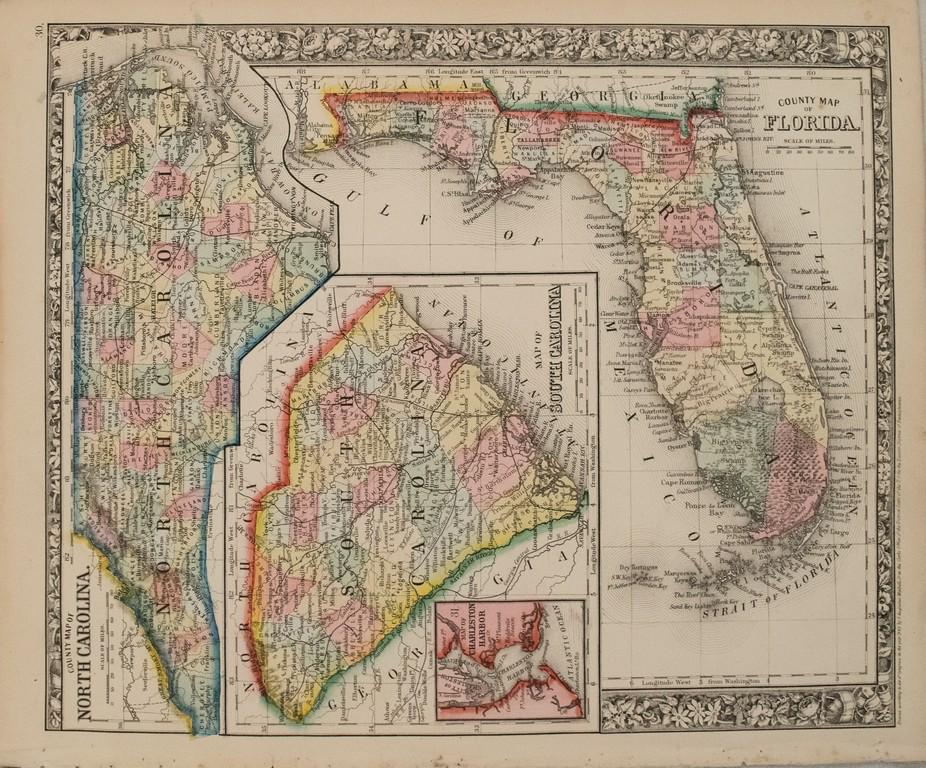 1860 Mitchell Map of Florida, South and North Carolina (1 of 1)