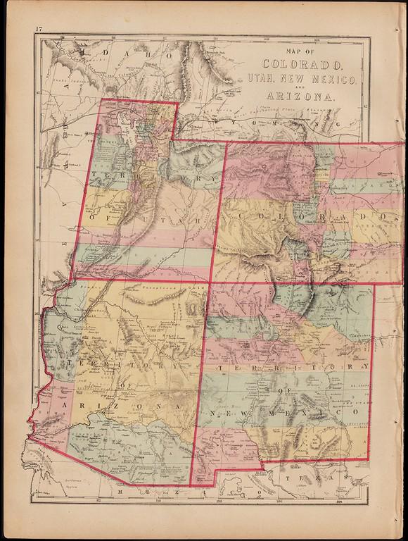 Scarce “Four Corners” map, 1875 (1 of 5)