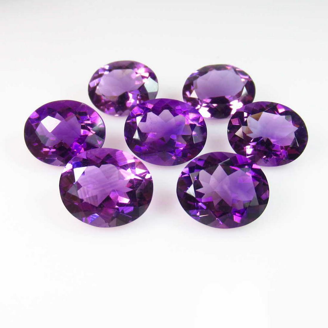 30.00 Ct Genuine 7 Purple Amethyst Oval Necklace Set (1 of 2)