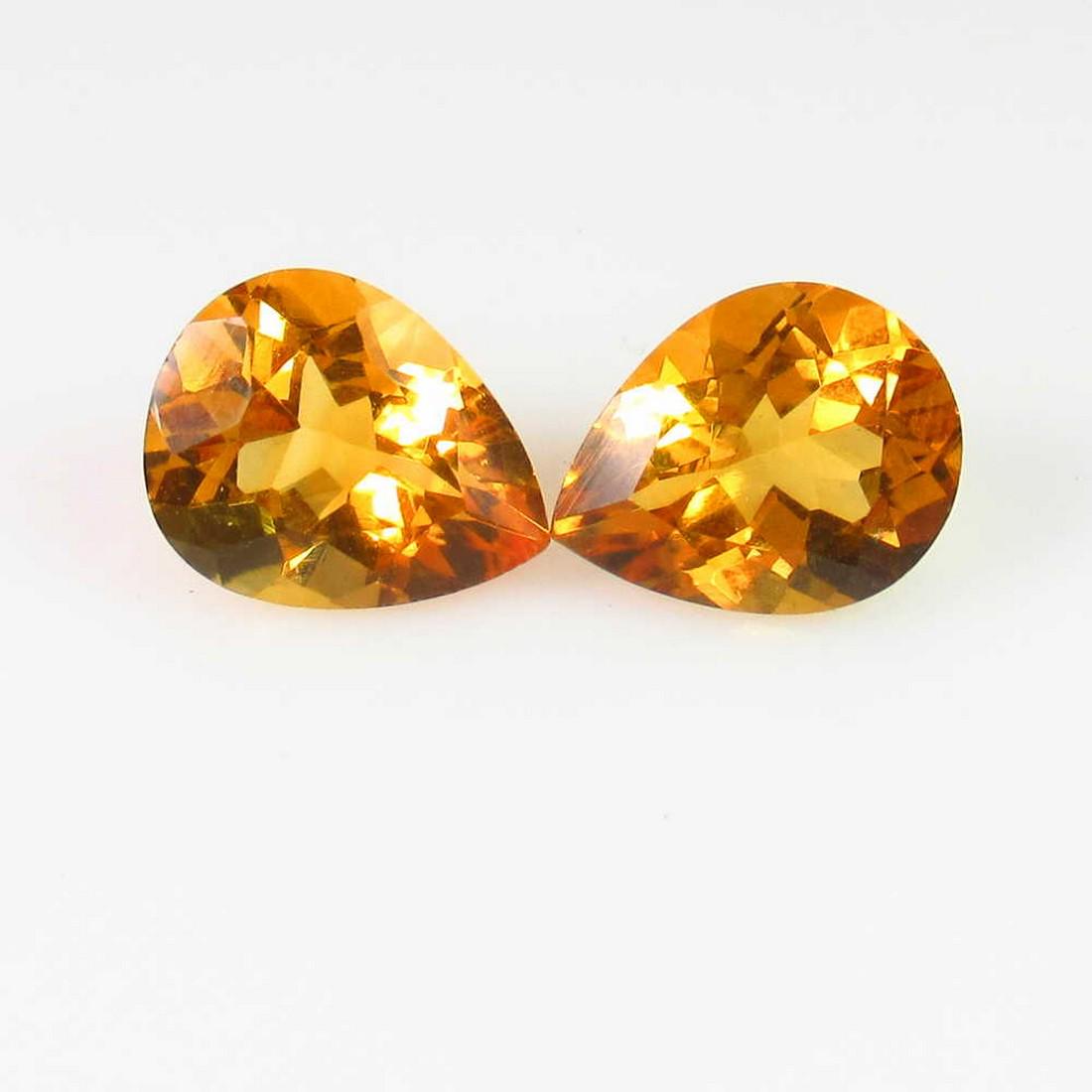 4.44 Ct Genuine Orange Yellow Citrine Pear Pair (1 of 2)