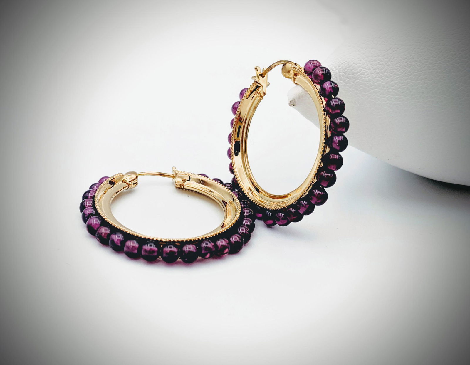 Amethyst Beaded Hoop Earrings (1 of 3)