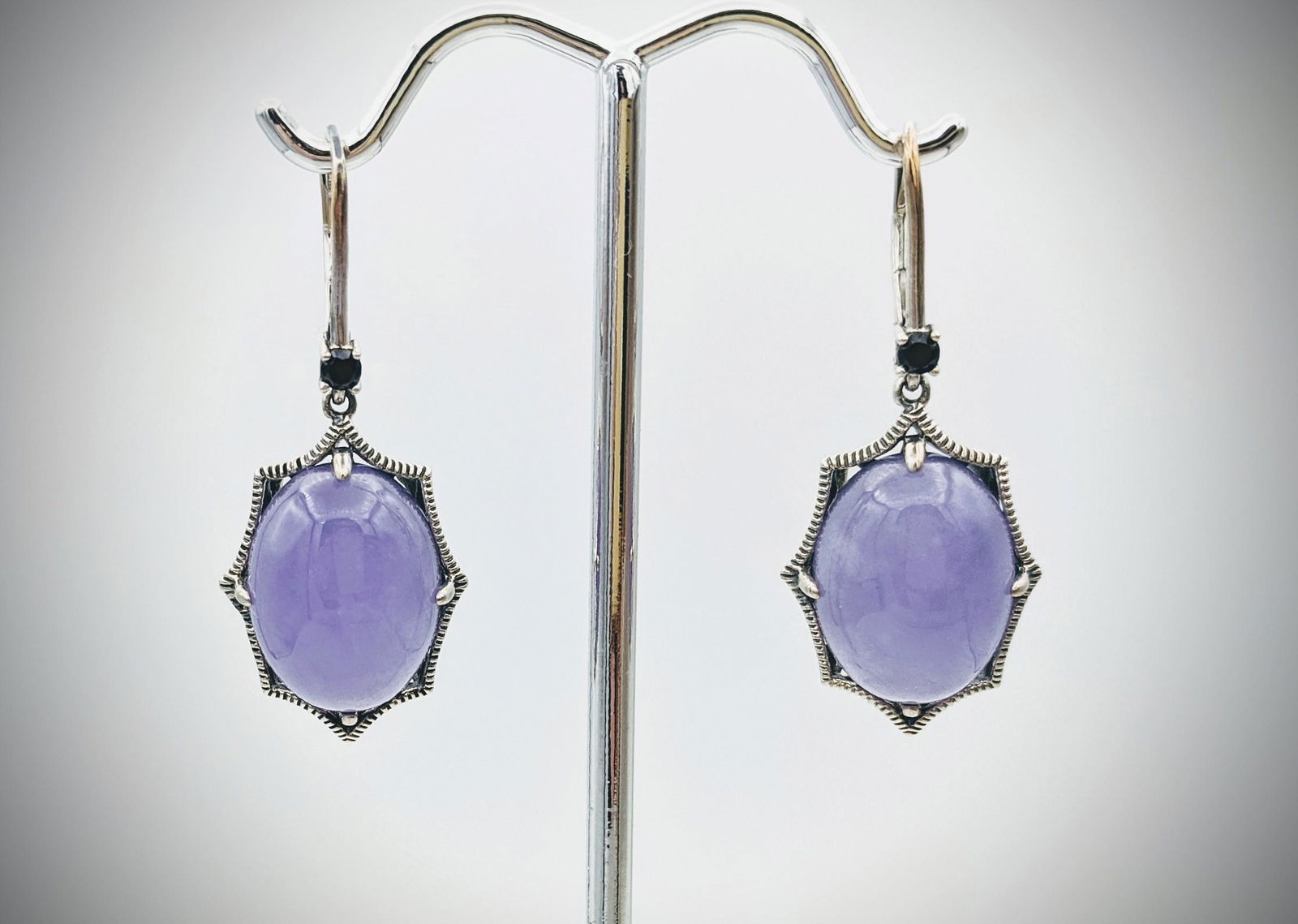 Sterling Silver Chalcedony Earrings w Spinel (1 of 3)