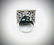 Sterling Silver Sz 7 Large Engraved Jade Cocktail Ring - 2