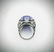 Sterling Silver Sz 7 Violet Jade Cocktail Ring w Spinel - 3