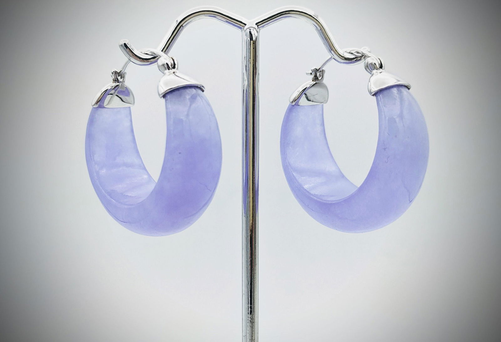 Sterling Silver Violet Jade Hoop Earrings (1 of 3)