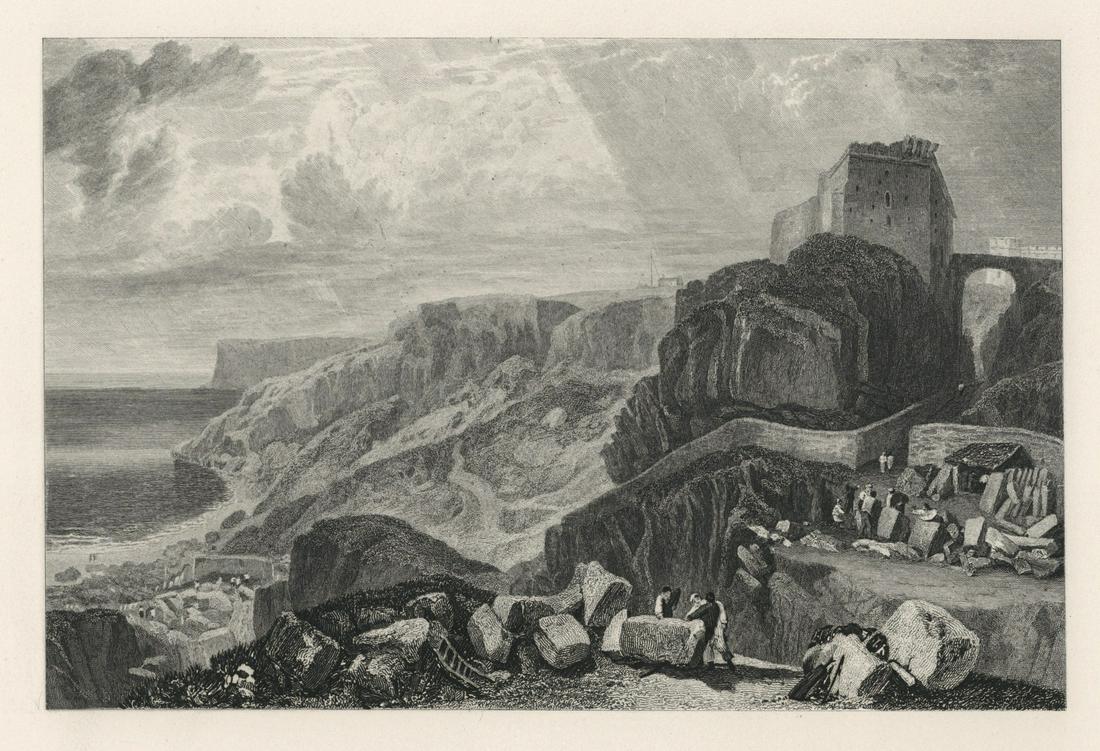 J. M. W. Turner "Bow-and-Arrow Castle" engraving: Medium: engraving (after the painting). From the rare portfolio "Picturesque Views on the Southern Coast of England", published in parts between 1814-1826, by John and Arthur Arch, London. The image m