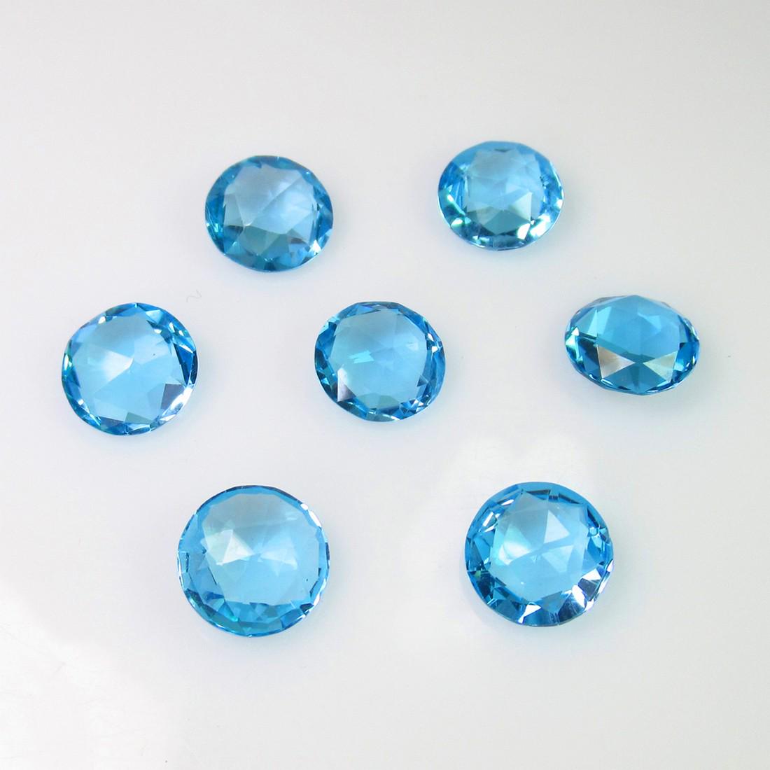 14.17 Ct Genuine 7 Blue Topaz Round Necklace Set (1 of 2)
