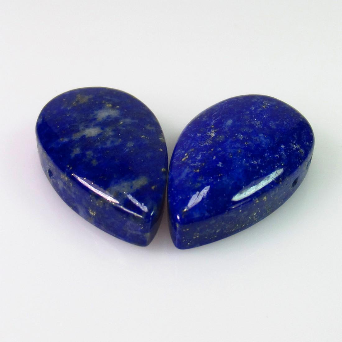 20.35 Ct Genuine Drilled Blue Lapis Lazuli Pear Pair (1 of 2)