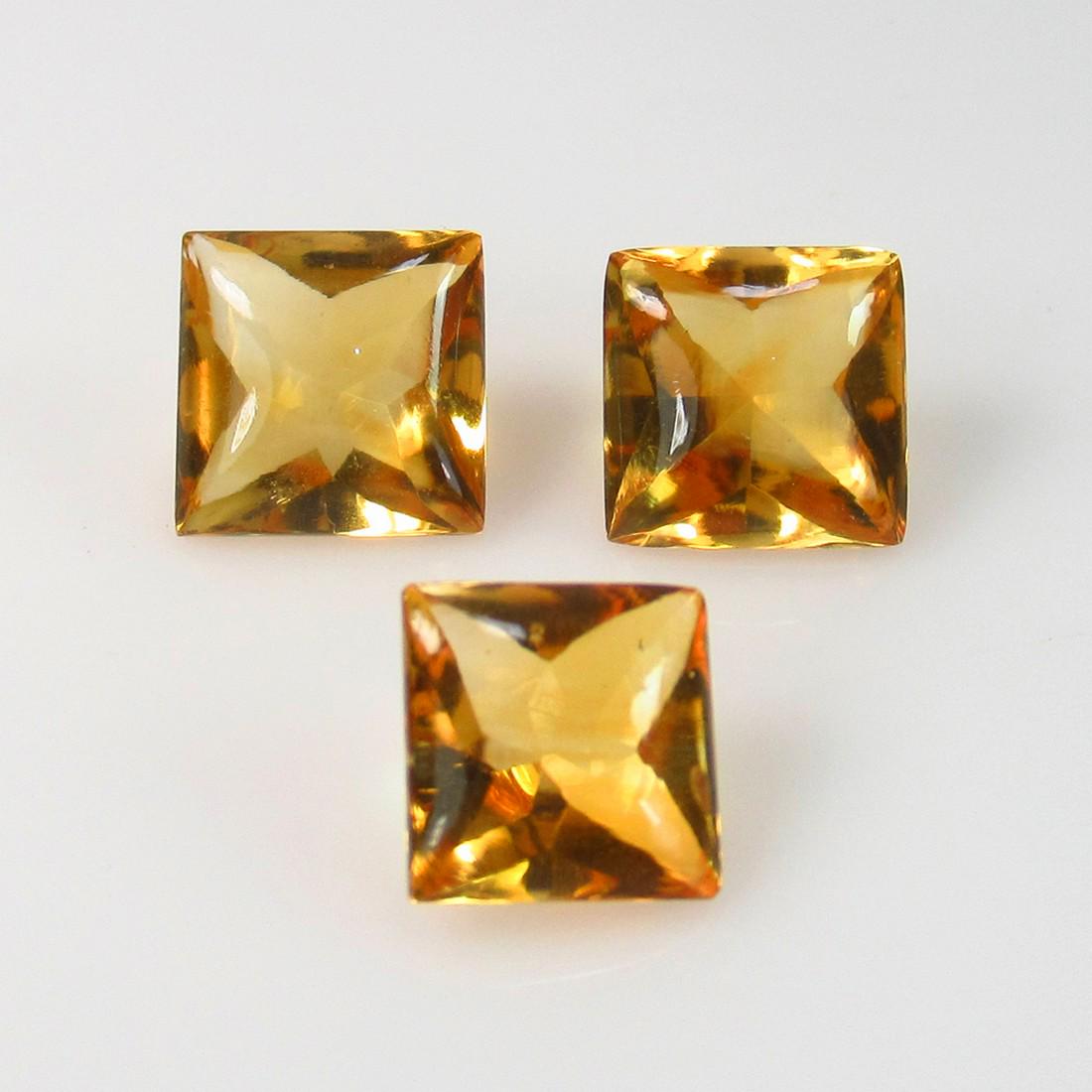 6.07 Ct Genuine 3 Orange Yellow Citrine Square Set (1 of 2)