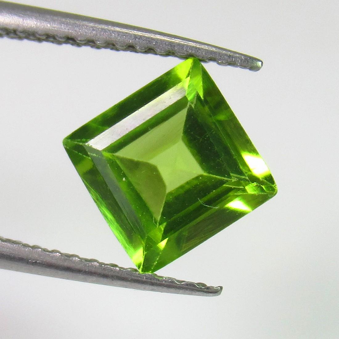 1.52 Ctw Natural Pakistan Peridot Square Cut: No Reserve! Title: 1.52 Ctw Natural Pakistan Peridot Square Cut Stone Clarity: VVS Gemstones: Peridot Carat Weights: 1.52 Size/Dimensions: 6.80 x 6.80 x 4.00 mm Additional Information: Top Class Luste
