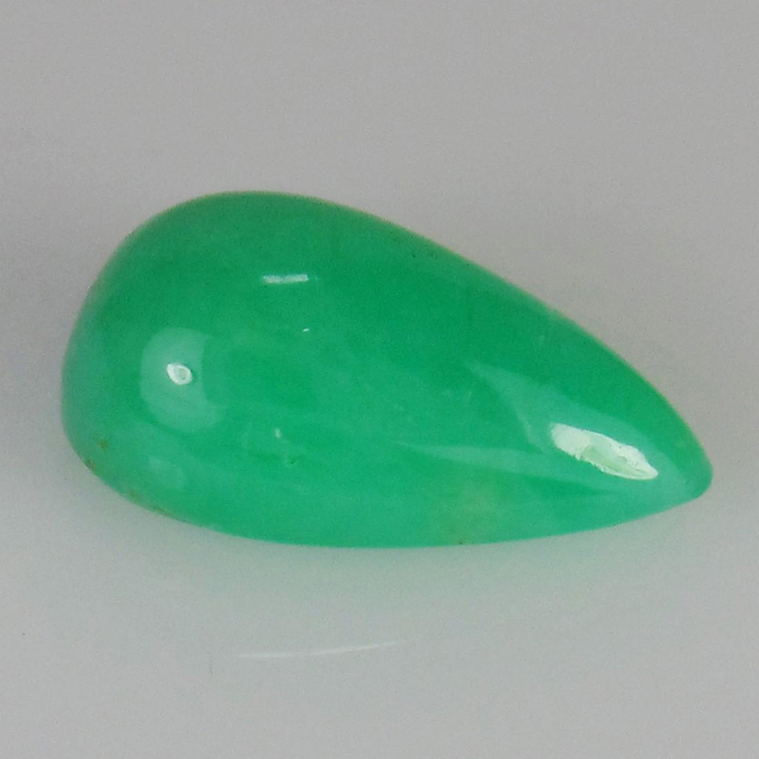 3.55 Ctw Natural Green Chrysoberyl Pear Cab: No Reserve! Title: 3.55 Ctw Natural Green Chrysoberyl Pear Cab Stone Clarity: Transparent Gemstones: Chrysoberyl Carat Weights: 3.55 Size/Dimensions: 13.60 x 7.60 x 5.40 mm Additional Information: Goo
