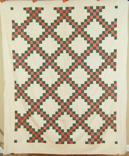 1870's Triple Irish Chain Antique Postage Stamp Quilt (1 of 5)