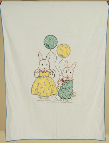 30's Bunny Rabbit & Balloon Applique Antique Crib Quilt (1 of 6)