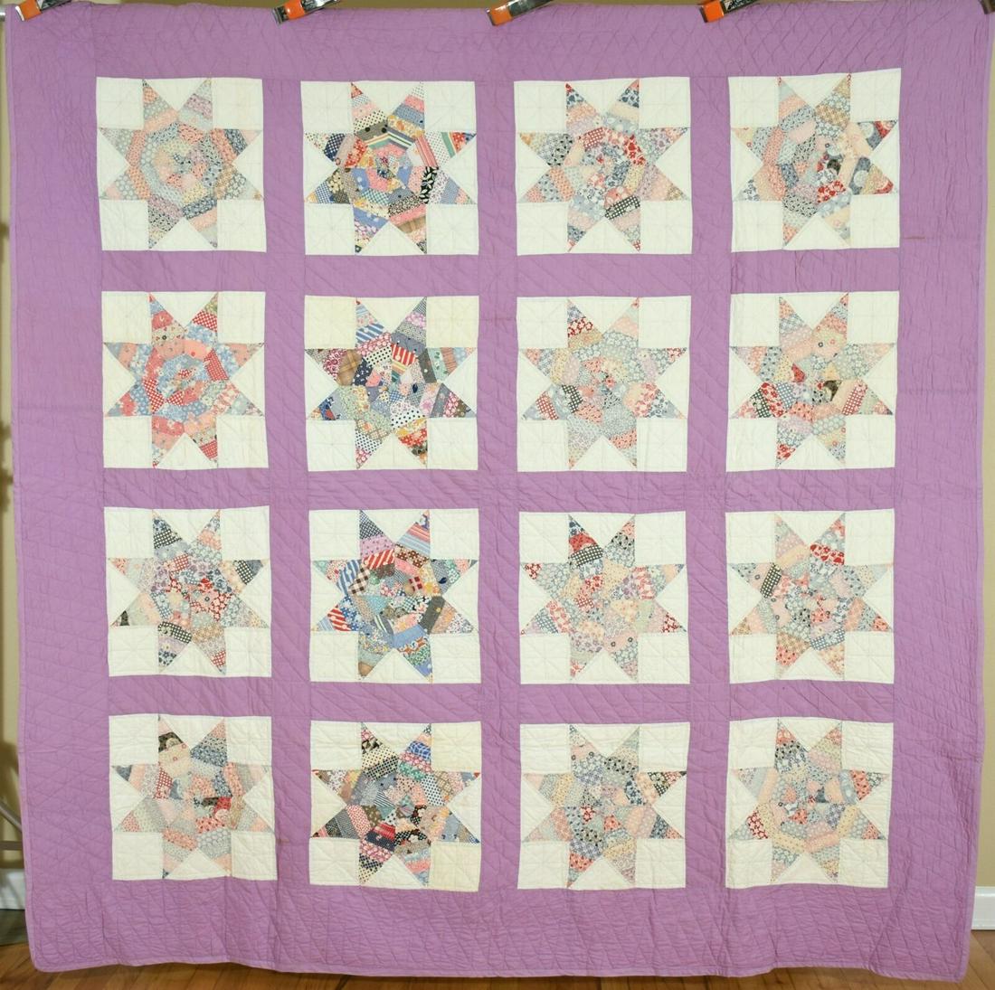 Vintage 30's Strip Stars Antique Quilt (1 of 10)