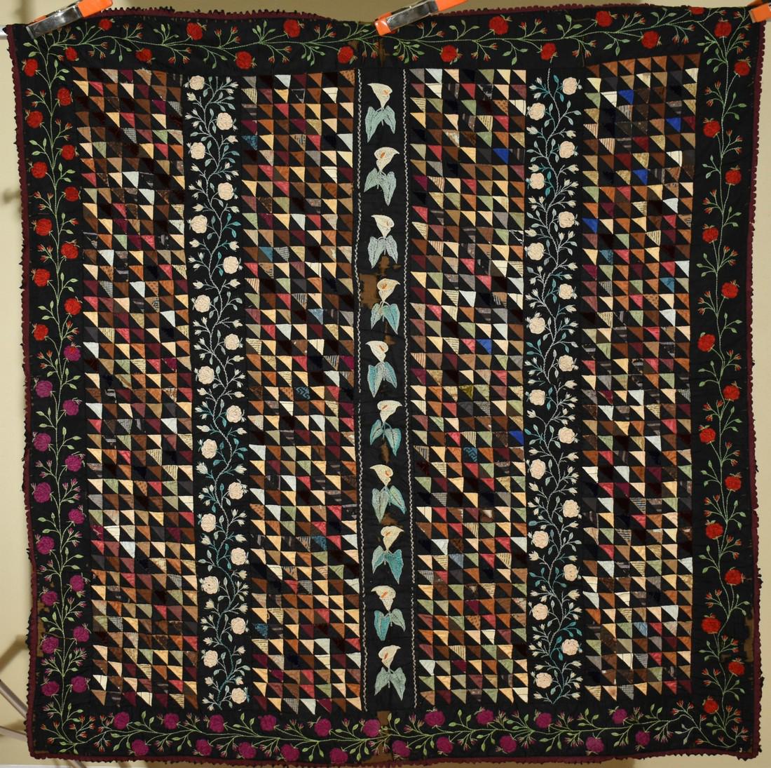 1880's Victorian Silk Birds in Flight Quilt (1 of 12)