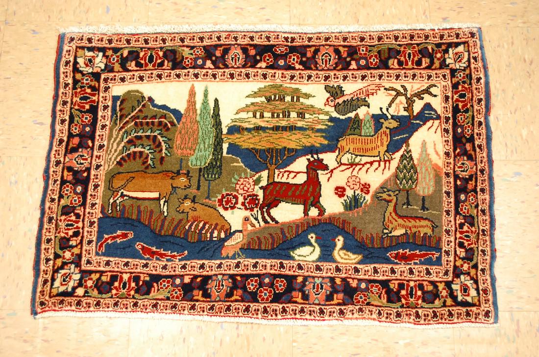 Circa 1930's ANTIQUE ANIMAL SUBJECTS PRSIAN BEJAR RUG (1 of 7)